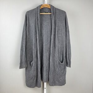 Barefoot Dreams Bamboo Chic Lite Cardigan‎ Sweater Womens S Dark Gray Cozy